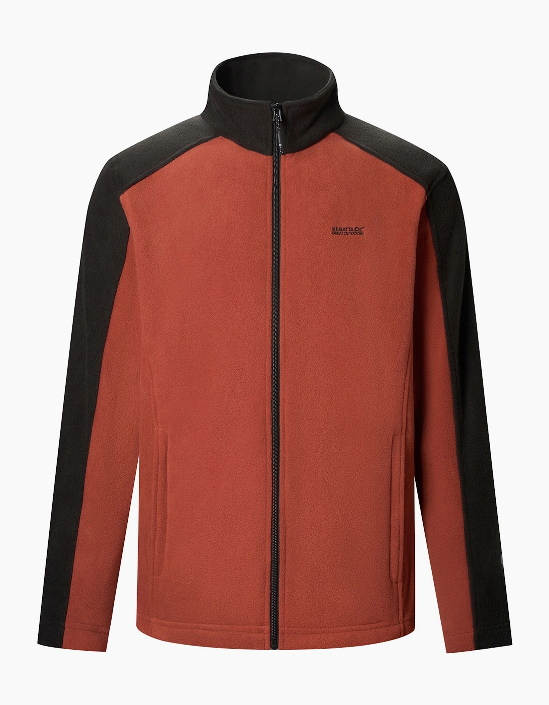 Men's Regatta Great Outdoors Mens Hedman II Two Tone Full Zip Fleece Jacket - Burnt Henna Black - Size: 3XL