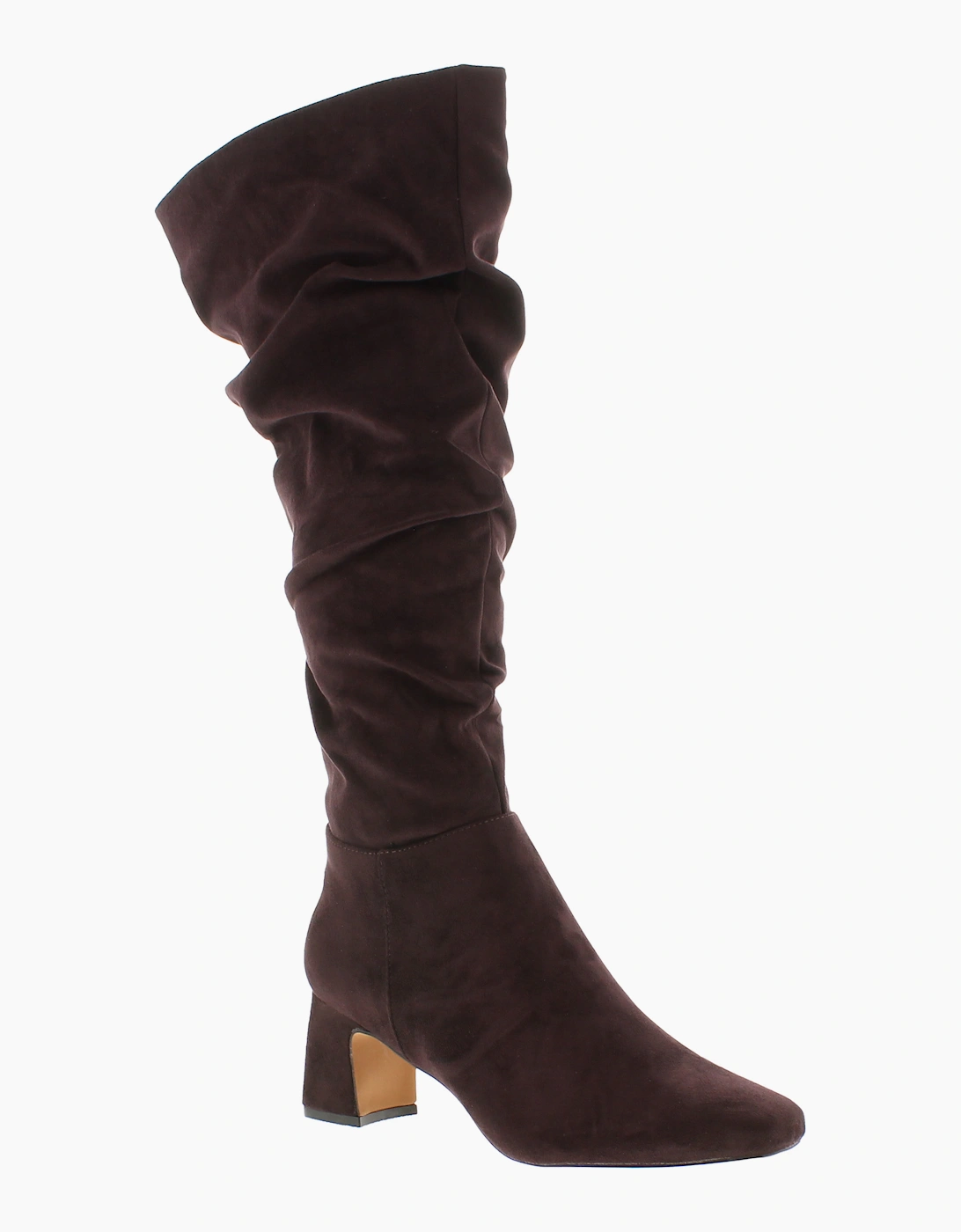 Krush Womens Long Boots Knee-High Slouchy Faux-Suede Lola Zip chocolate UK Size
