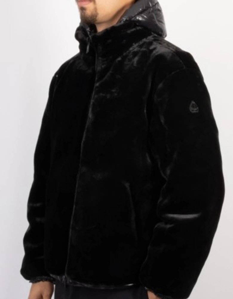 Kings Reversible Shiny Hooded Black Puffer Jacket
