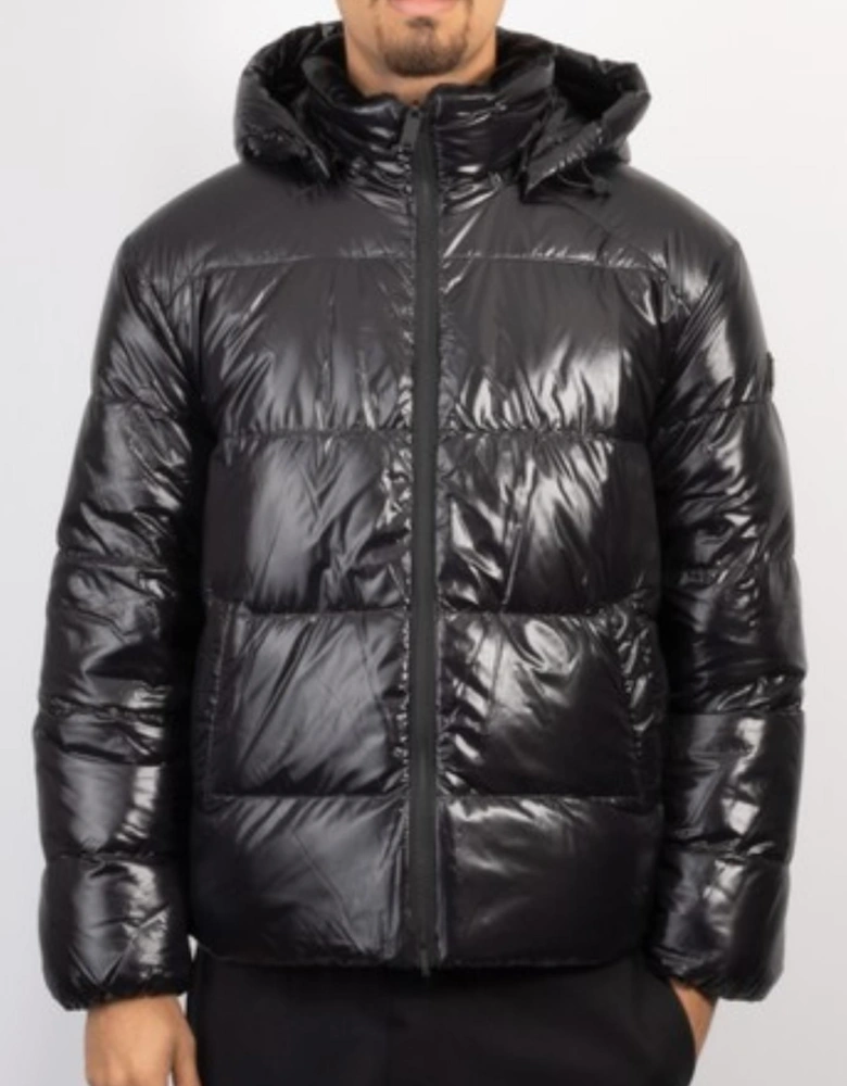 Kings Reversible Shiny Hooded Black Puffer Jacket
