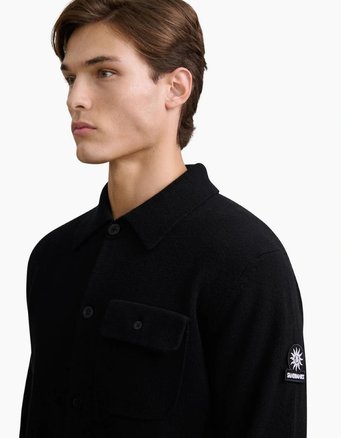 Sandbanks Rib Detail Btn Through Overshirt Black