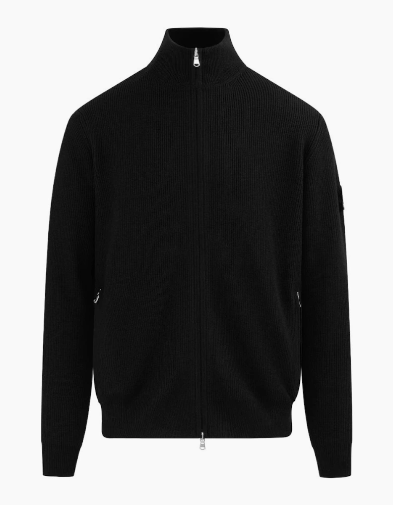 Sandbanks Zip Through Funnel Neck Cardigan Black