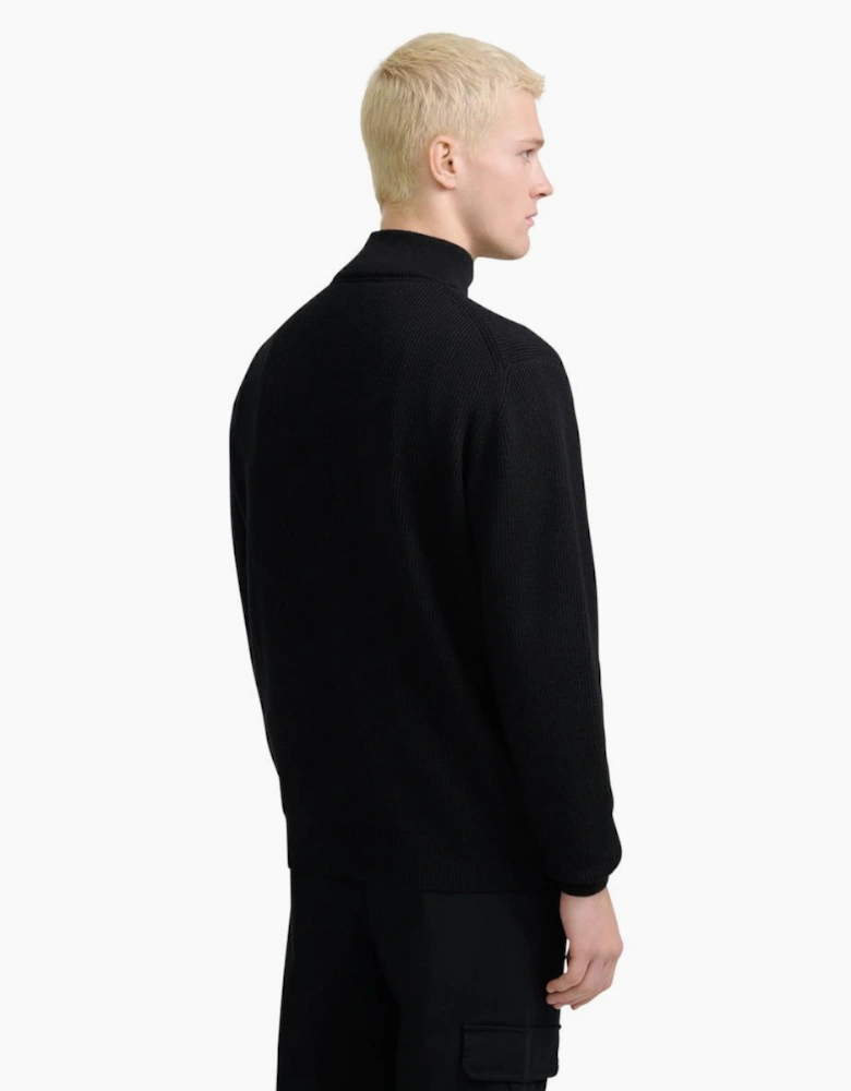 Sandbanks Zip Through Funnel Neck Cardigan Black