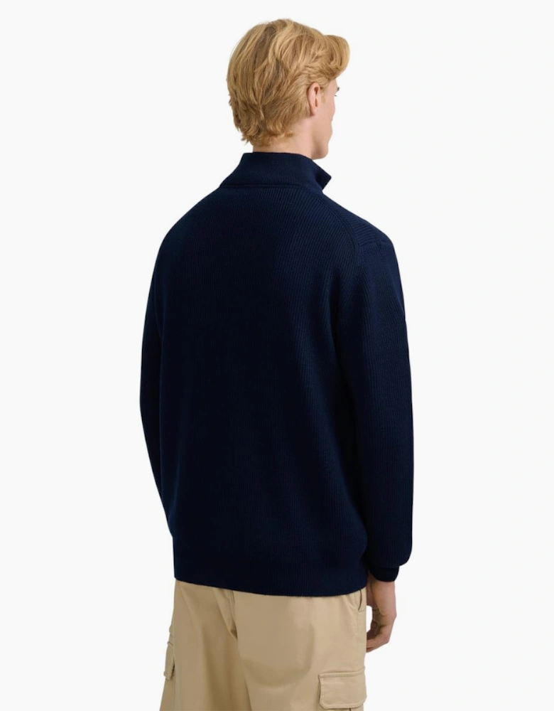 Sandbanks Zip Through Funnel Neck Cardigan Navy