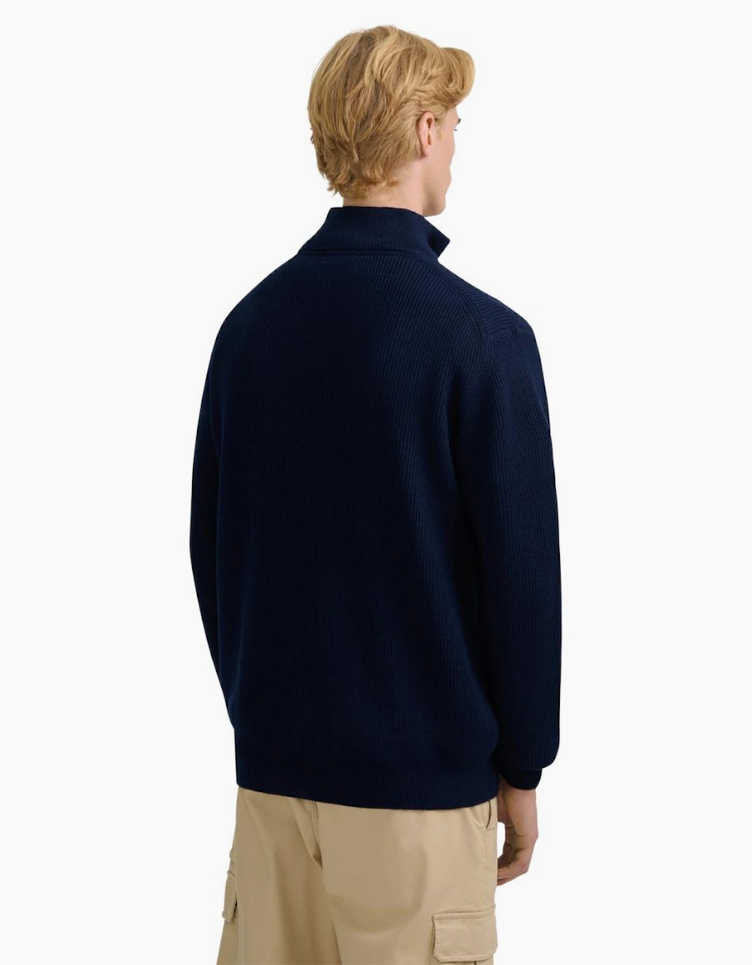 Sandbanks Zip Through Funnel Neck Cardigan Navy