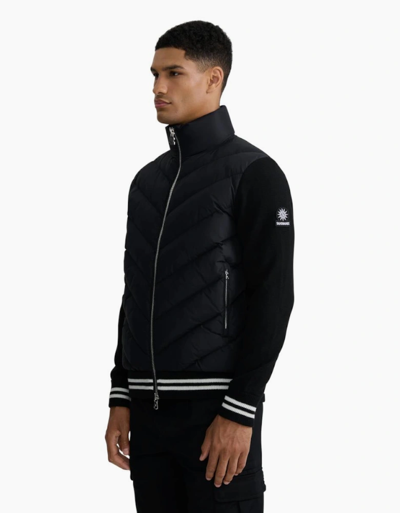 Sandbanks Hybrid Puffer Cardigan Black