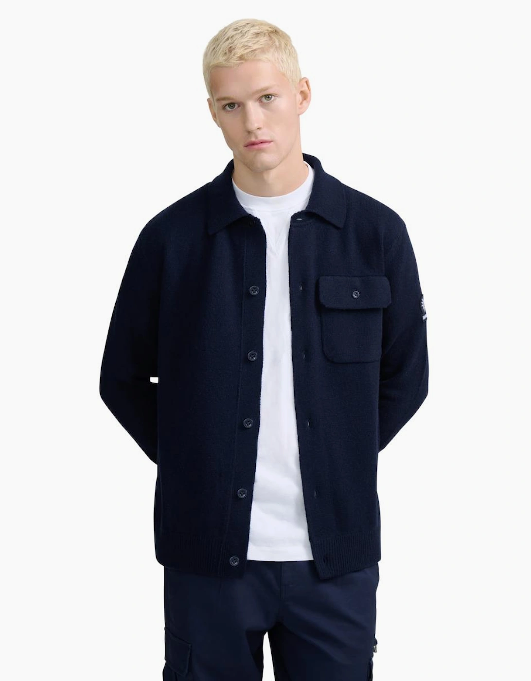 Sandbanks Rib Detail Btn Through Overshirt Navy