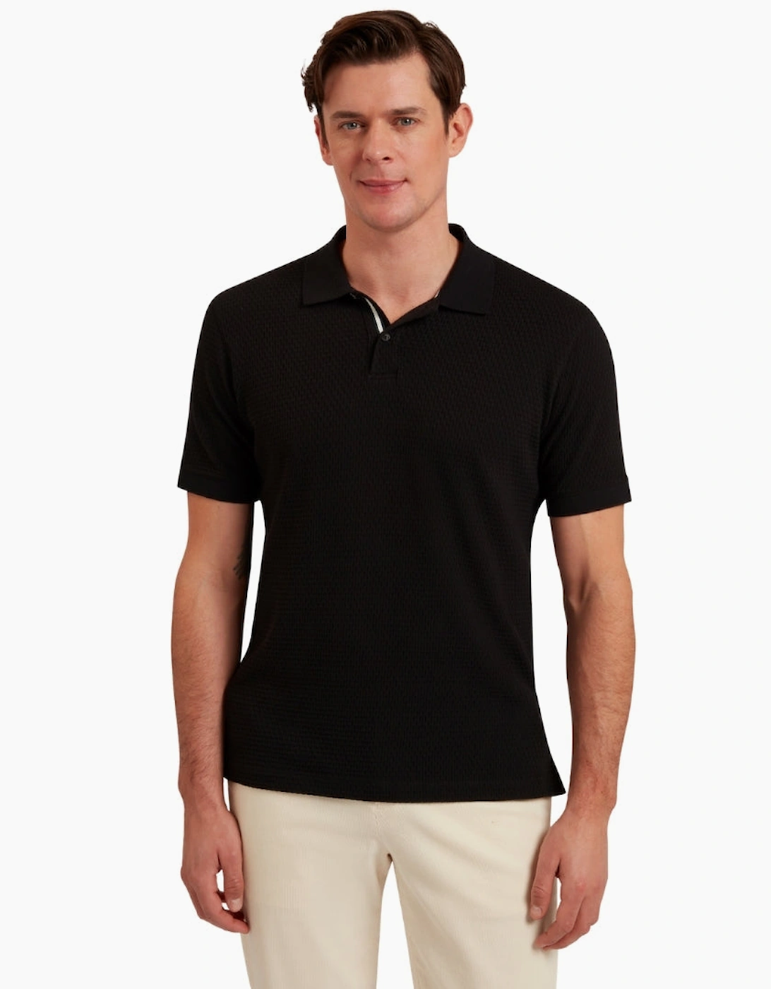 Ted Baker Redman Regular Textured Black Polo Shirt