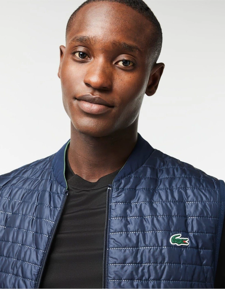 Solid Patterned Mock Neck Gilet