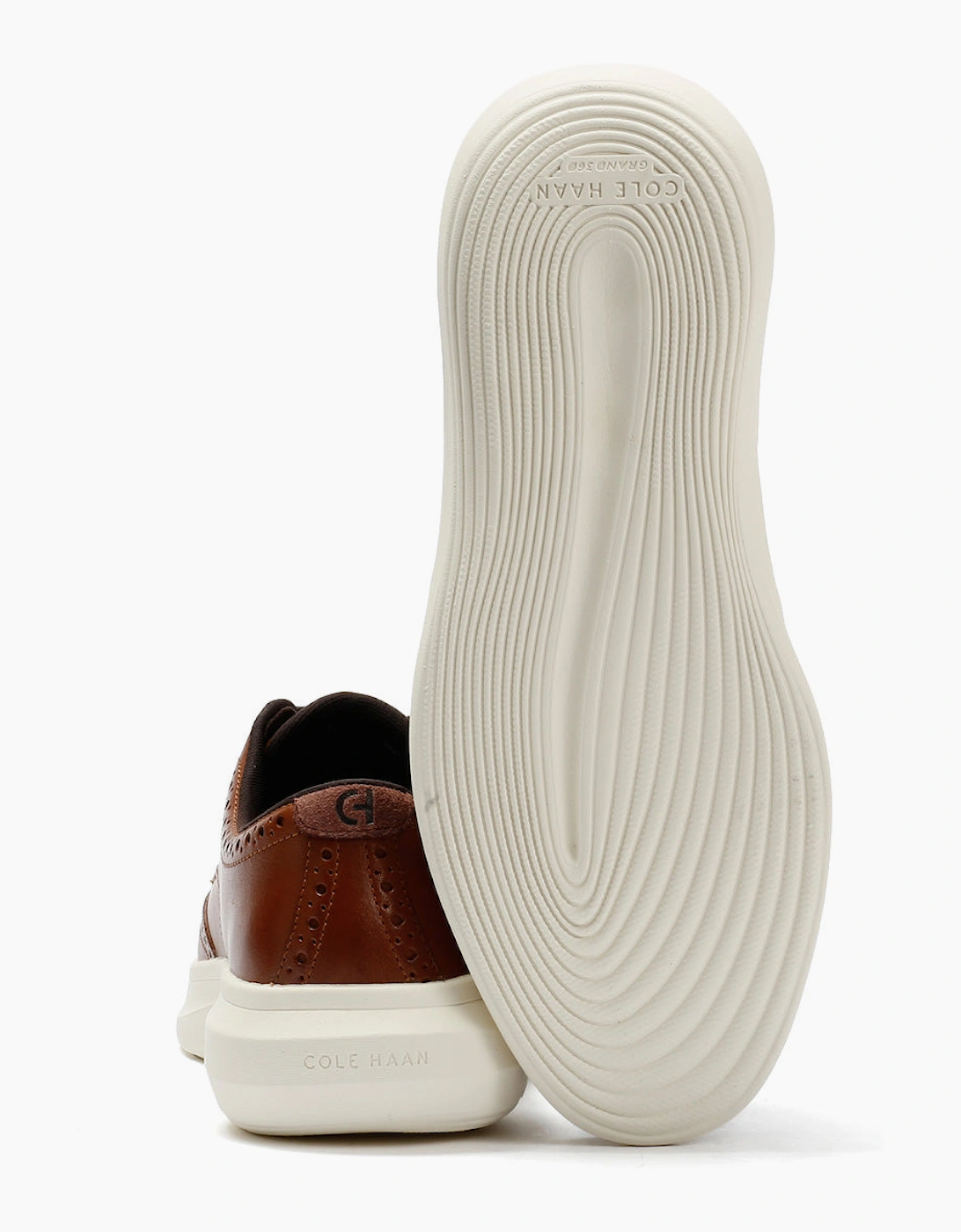 Cole Haan Grand Aerion Wingtip Oxfords Leather Men's British Tan Lace-Up Shoes
