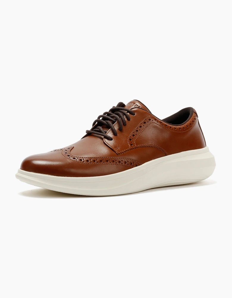 Cole Haan Grand Aerion Wingtip Oxfords Leather Men's British Tan Lace-Up Shoes