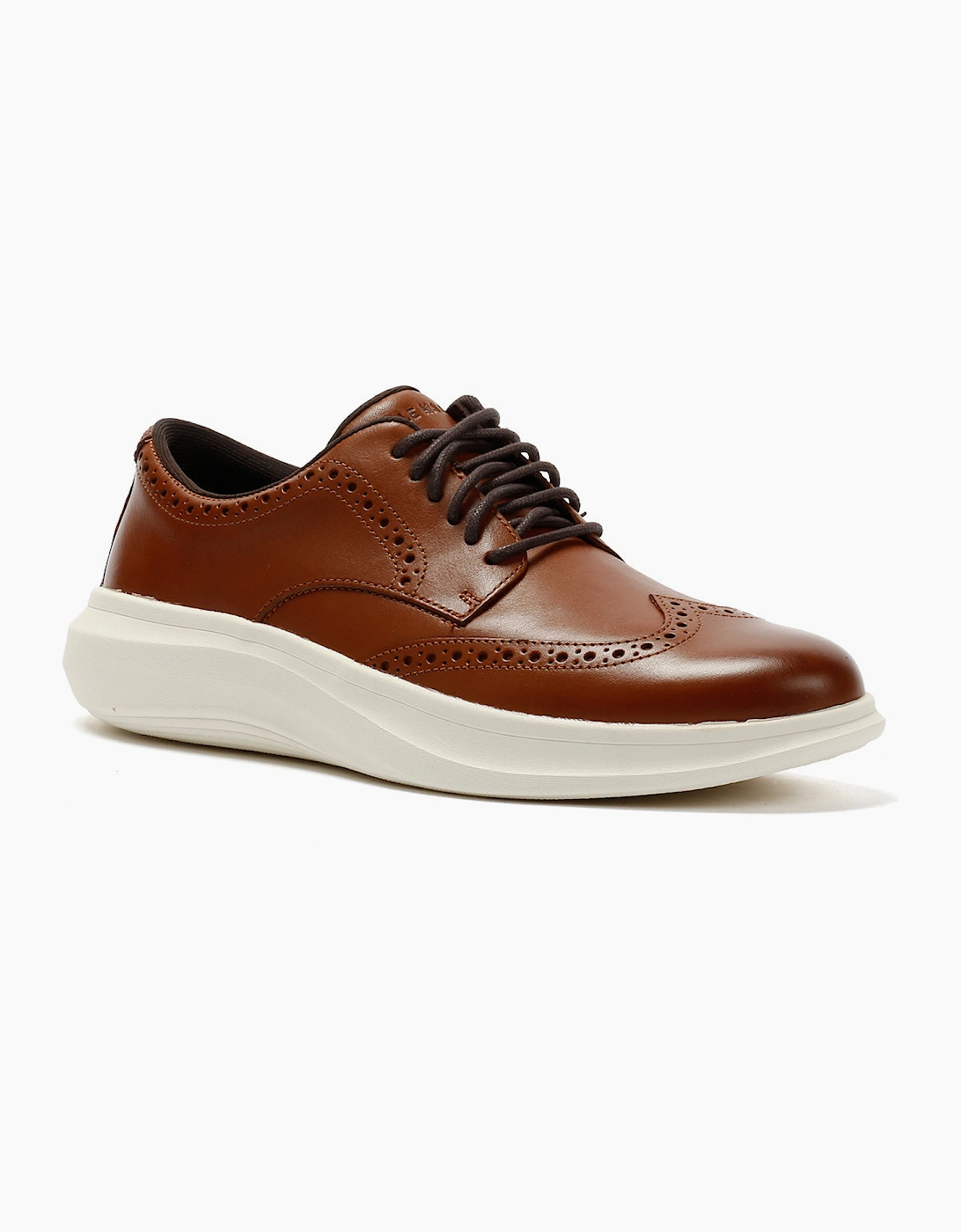 Cole Haan Grand Aerion Wingtip Oxfords Leather Men's British Tan Lace-Up Shoes