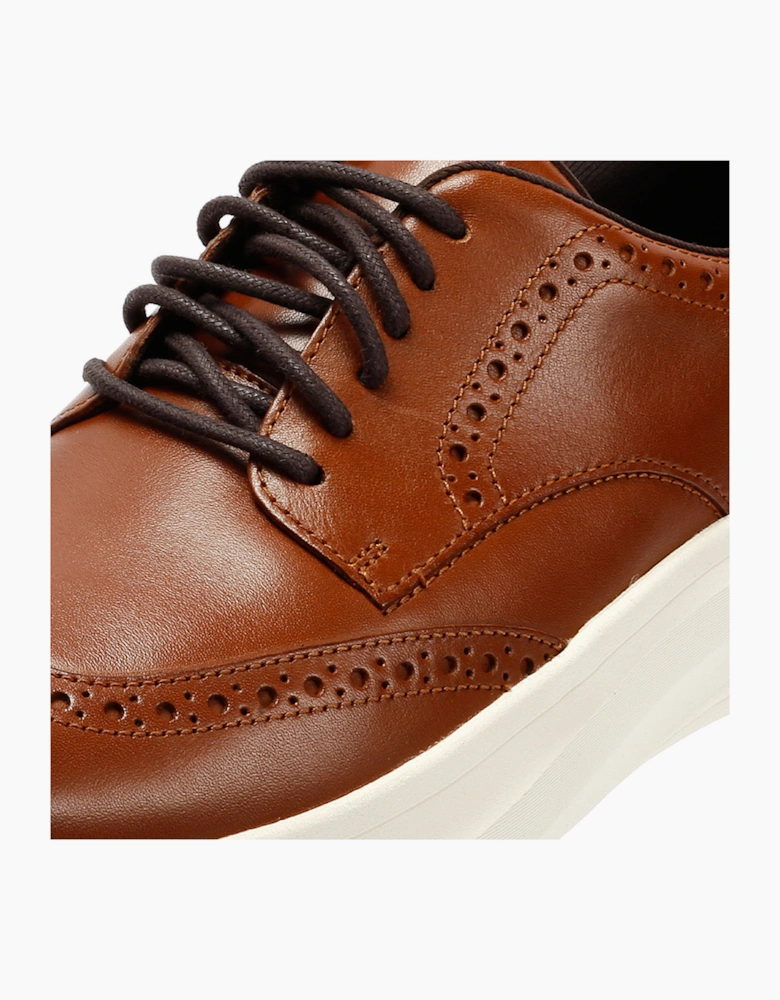 Cole Haan Grand Aerion Wingtip Oxfords Leather Men's British Tan Lace-Up Shoes