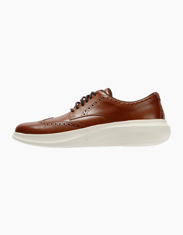 Cole Haan Grand Aerion Wingtip Oxfords Leather Men's British Tan Lace-Up Shoes