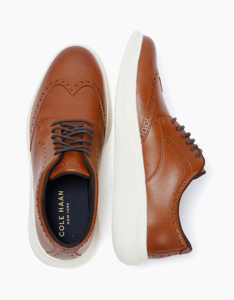 Cole Haan Grand Aerion Wingtip Oxfords Leather Men's British Tan Lace-Up Shoes