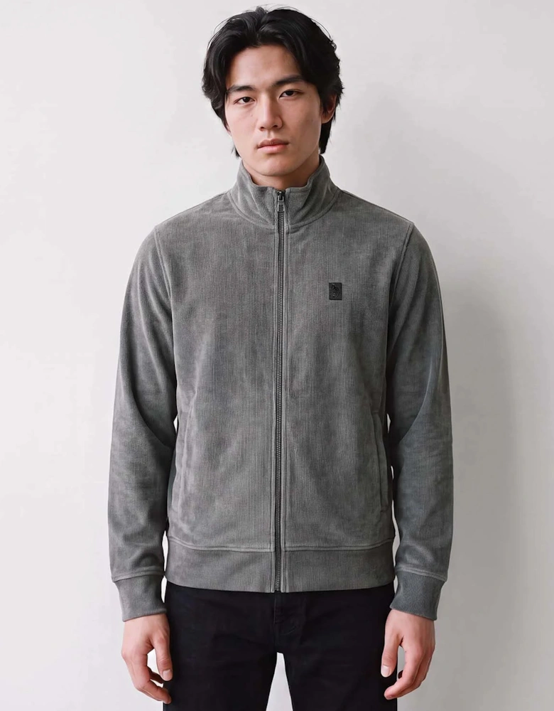 Luke 1977 Norwood Zip through Ribbed Jacket CONCRETE
