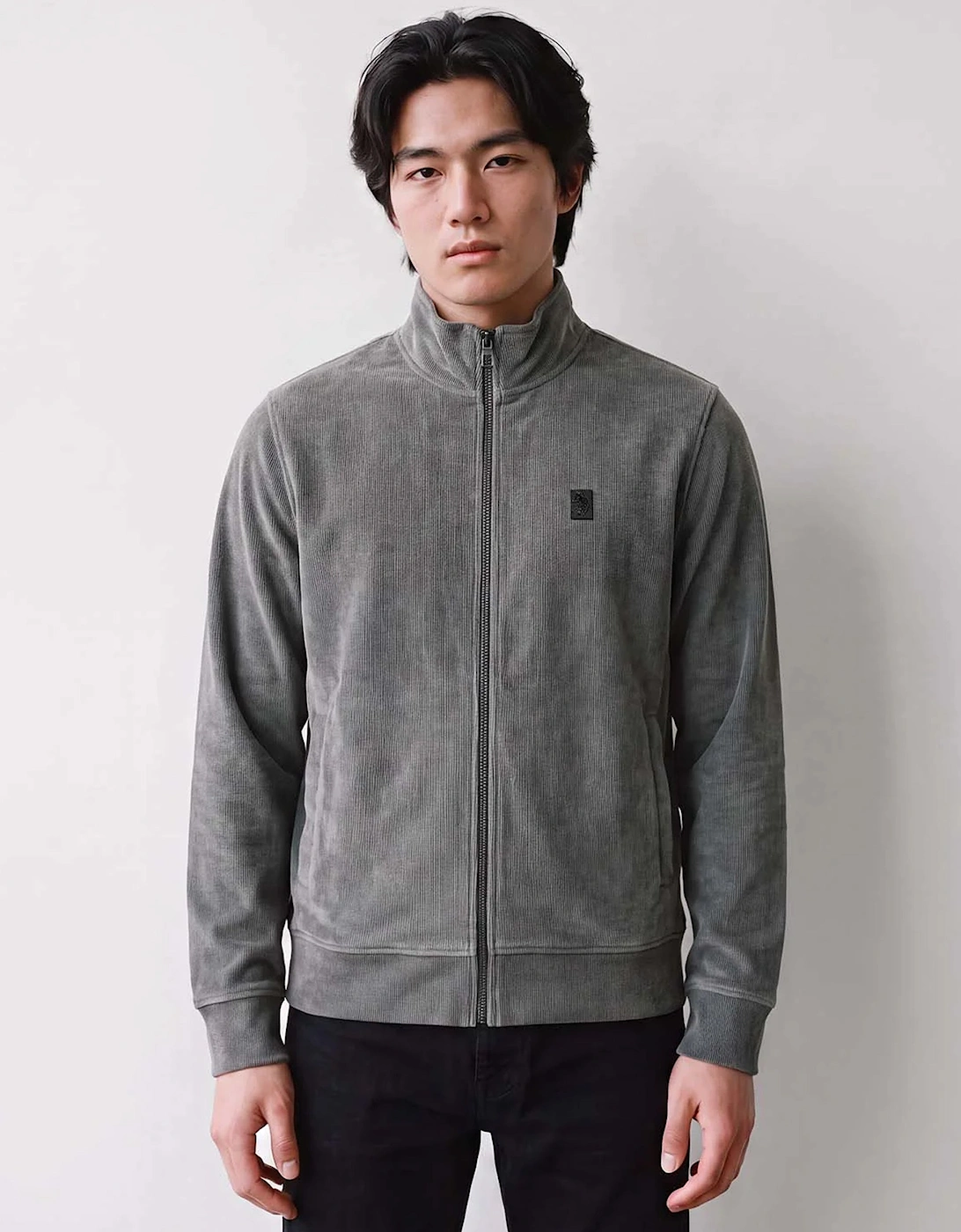 Luke 1977 Norwood Zip through Ribbed Jacket CONCRETE