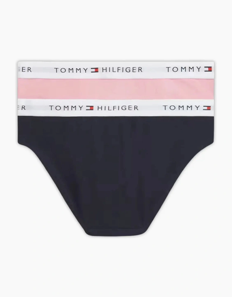 Girls 2-Pack Heritage Logo Bikini Briefs, Navy and Little Rosey