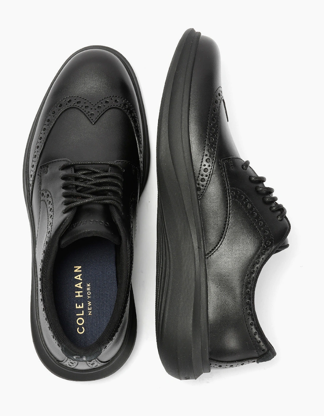 Cole Haan Grand Aerion Wingtip Oxfords Leather Men's Black Lace-Up Shoes