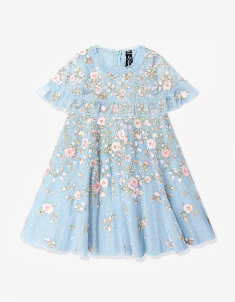 Needle & Thread Girls Eden Rose Cape Dress in Blue