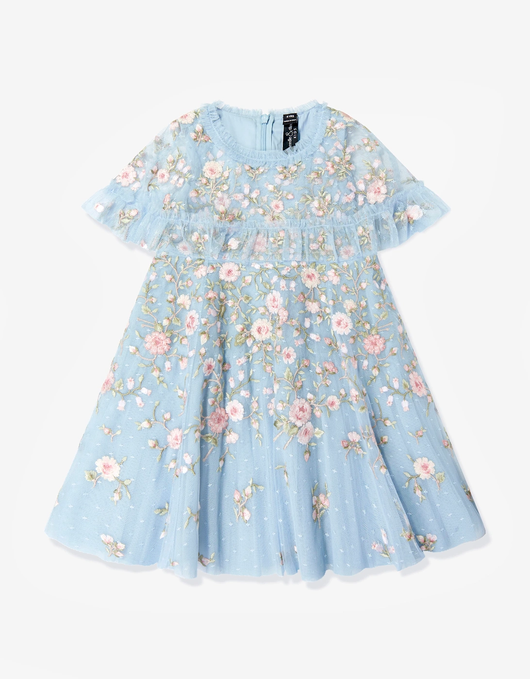 Needle & Thread Girls Blue Eden Rose Cape Dress - Size 3 Years Kids