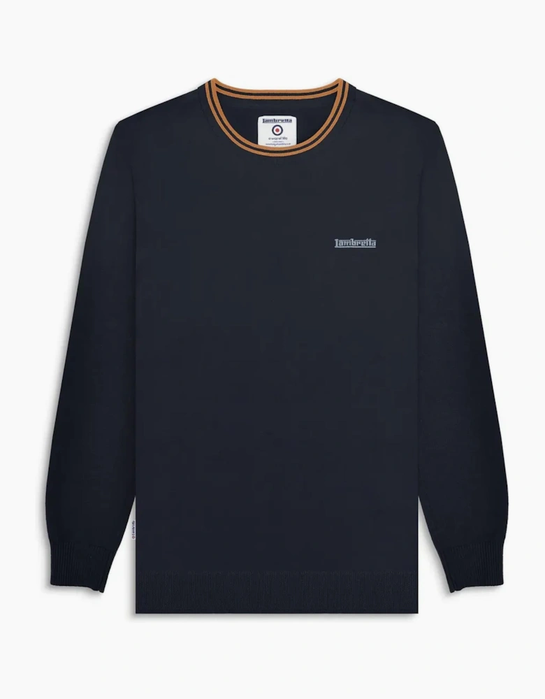 Lambretta Mens Knitted Tipped Long Sleeve Jumper