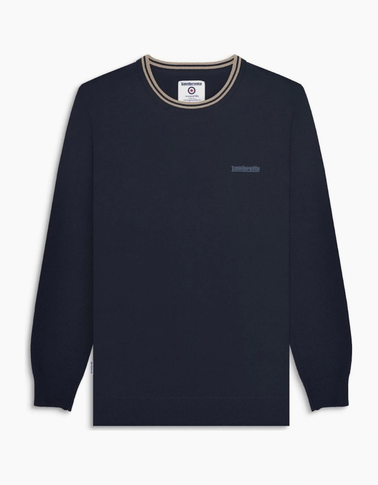 Lambretta Mens Knitted Tipped Long Sleeve Jumper