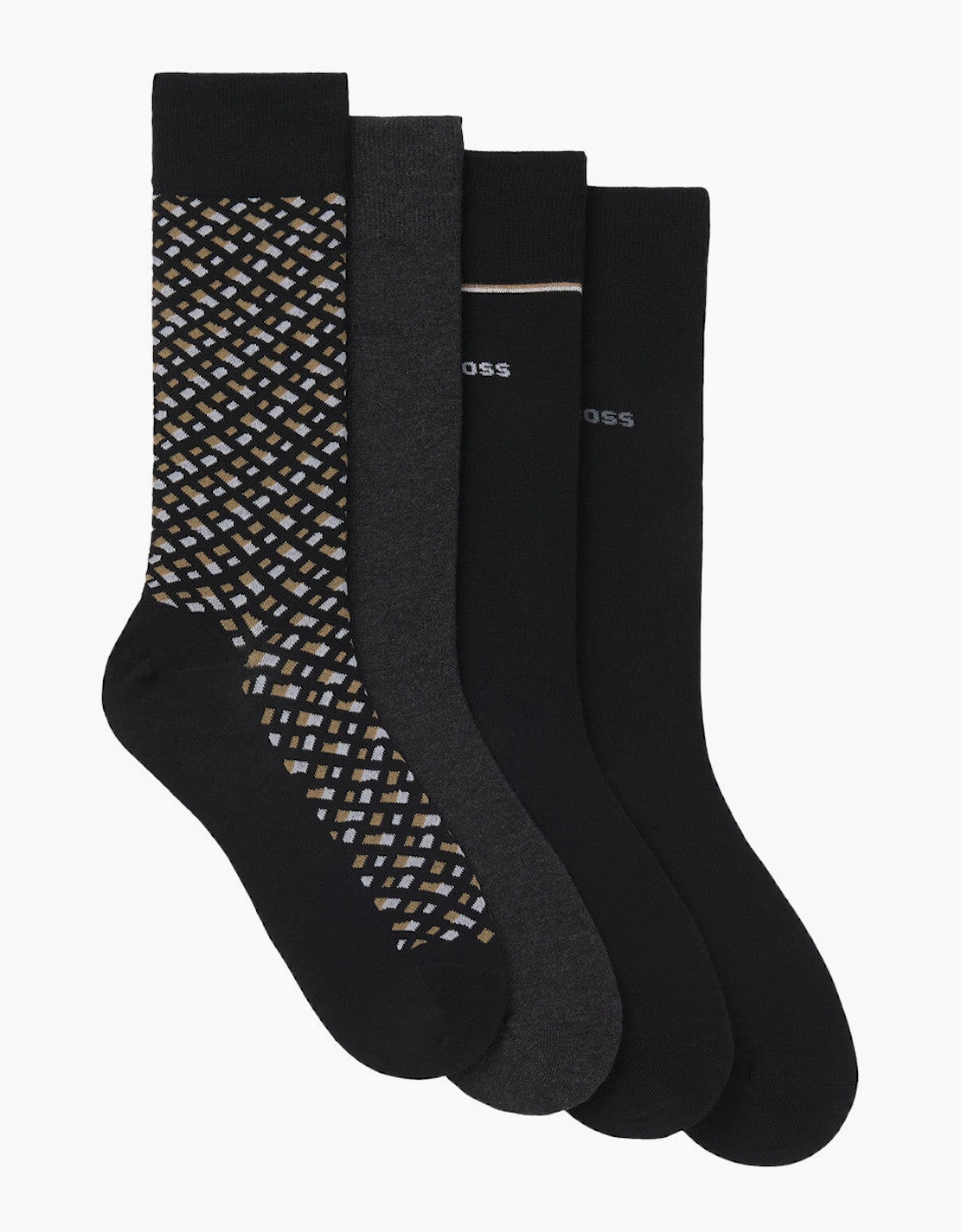 BOSS Black 4P RS Gift Monogram Socks 002 Black
