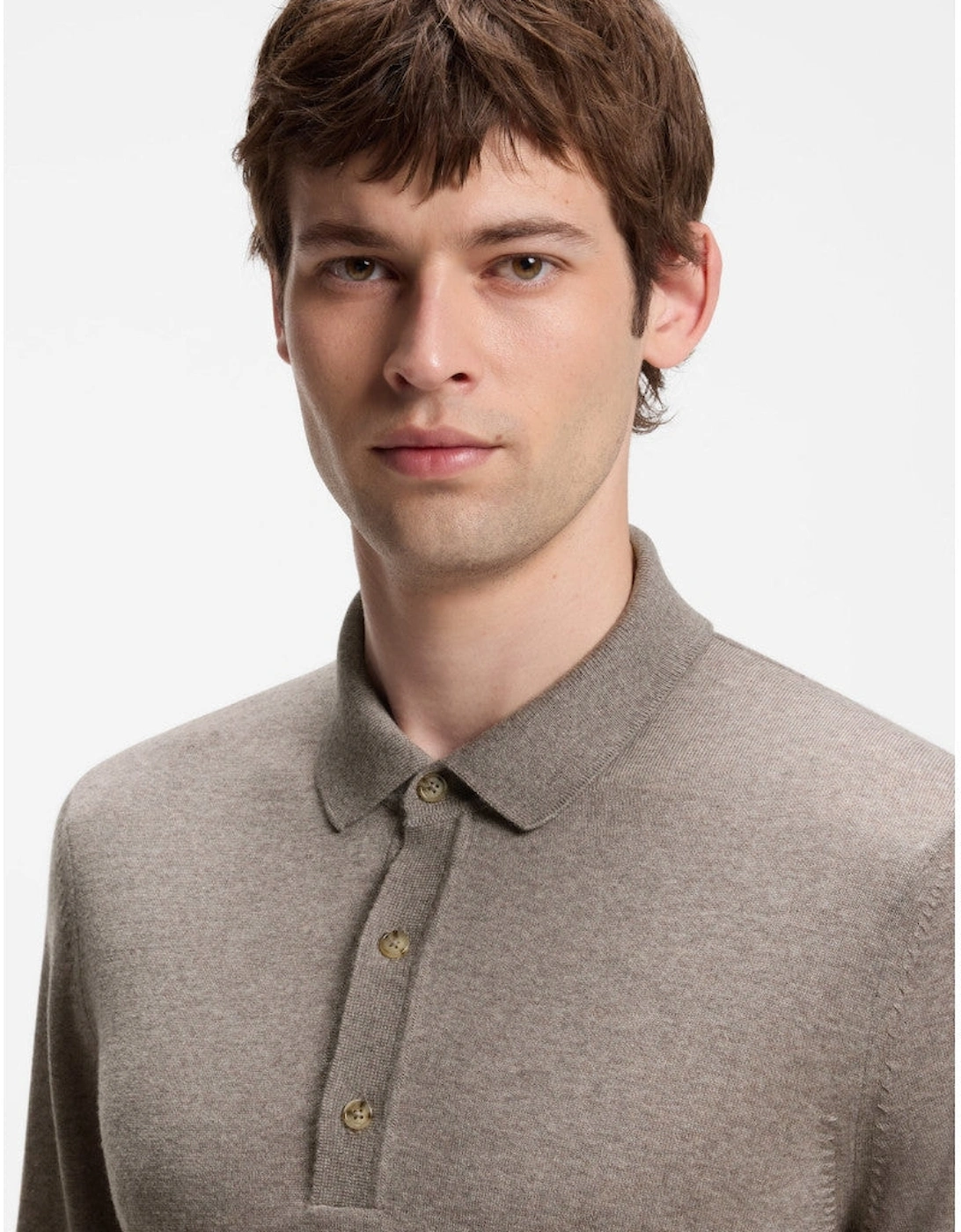 BOSS Black H Lancione Polo Sweater 240 Open Brown