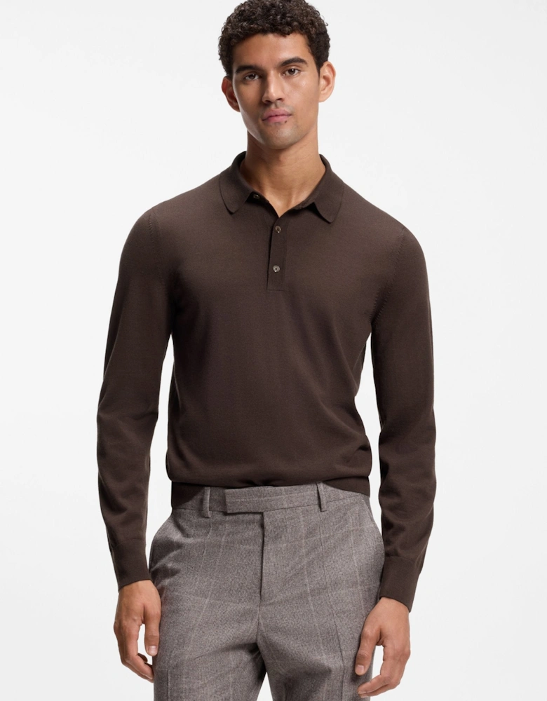 BOSS Black H Lancione Polo Sweater 209 Dark Brown