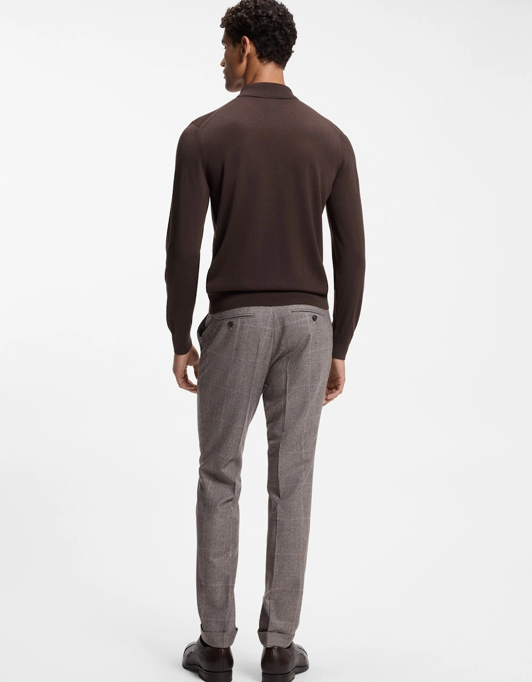 BOSS Black H Lancione Polo Sweater 209 Dark Brown