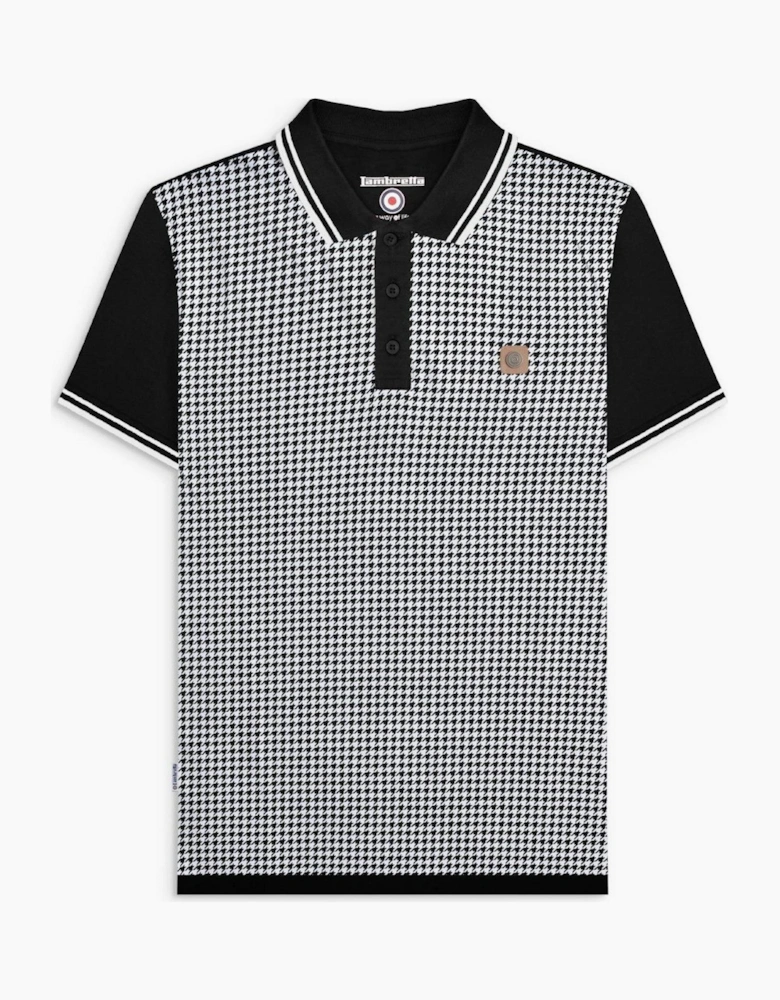 Lambretta Mens Houndstooth Short Sleeve Polo Shirt