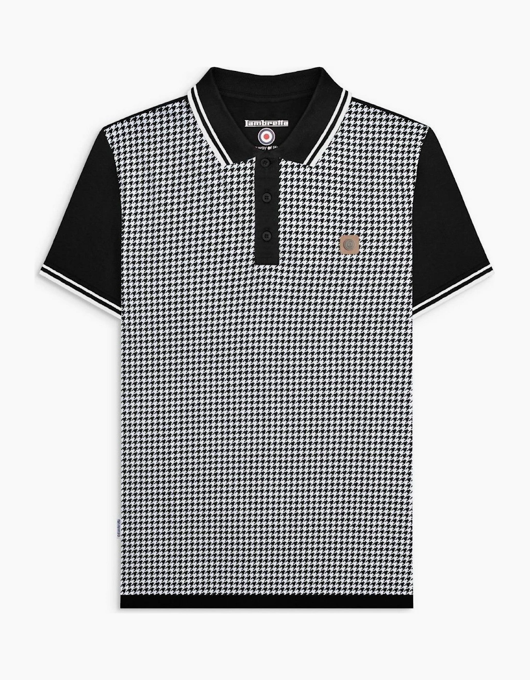 Lambretta Mens Houndstooth Short Sleeve Polo Shirt