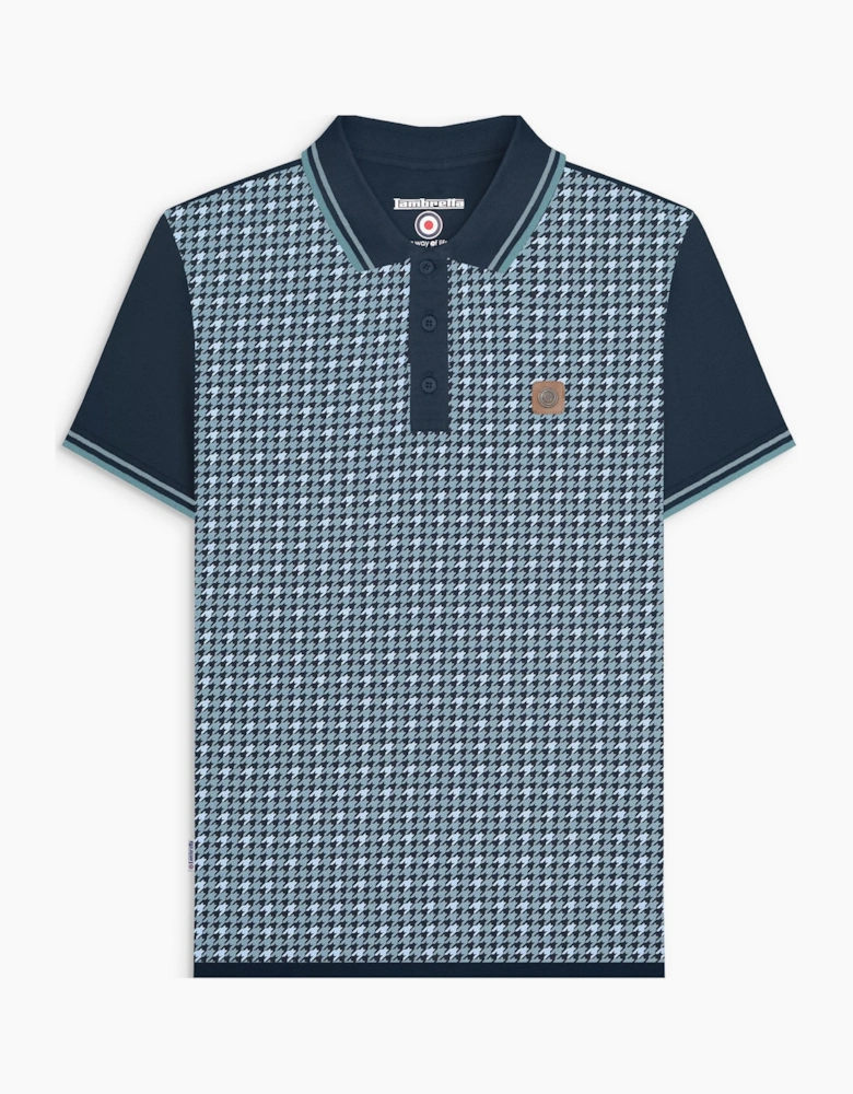 Lambretta Mens Houndstooth Short Sleeve Polo Shirt