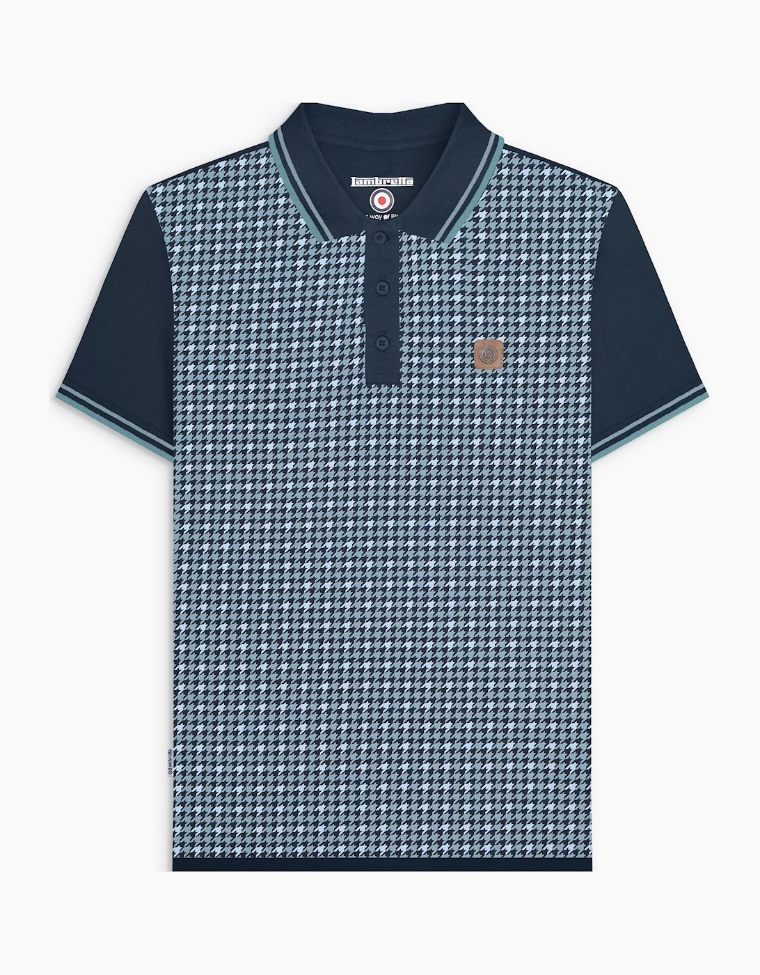 Lambretta Mens Houndstooth Short Sleeve Polo Shirt