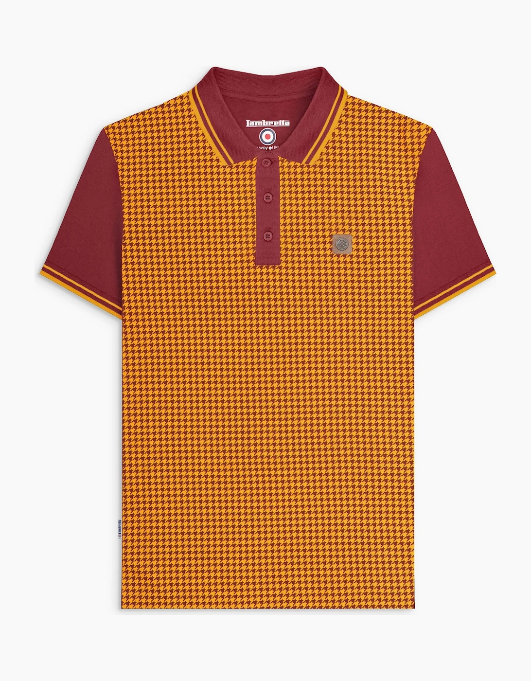 Lambretta Mens Houndstooth Short Sleeve Polo Shirt