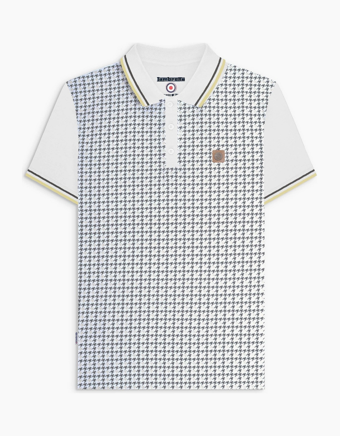 Lambretta Mens Houndstooth Short Sleeve Polo Shirt