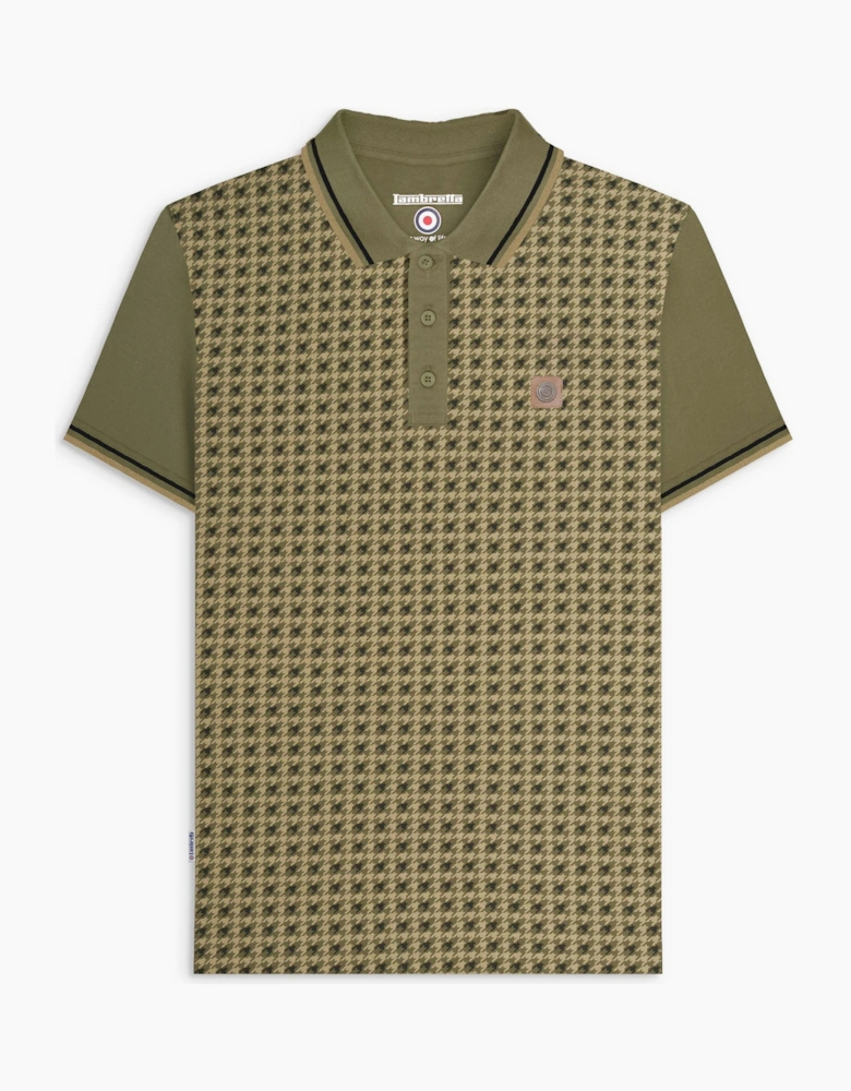 Lambretta Mens Houndstooth Short Sleeve Polo Shirt