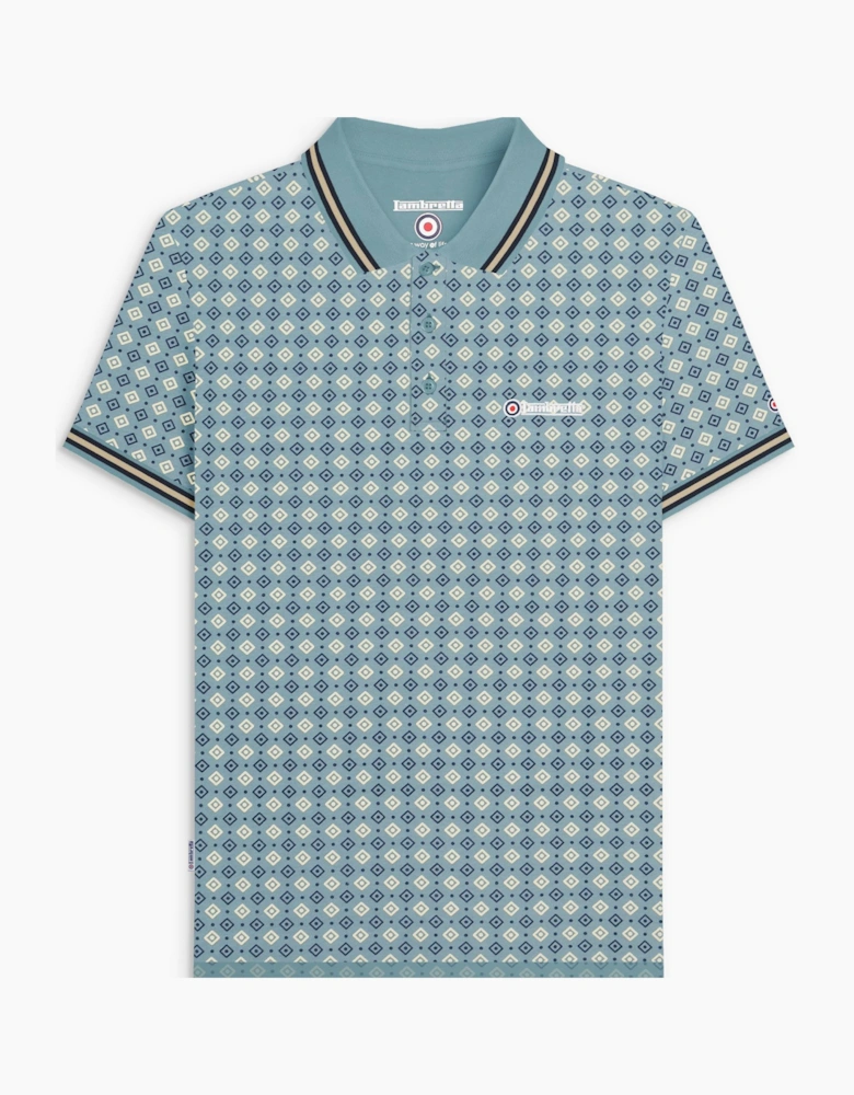Lambretta Mens Geometric Allover Print Polo Shirt