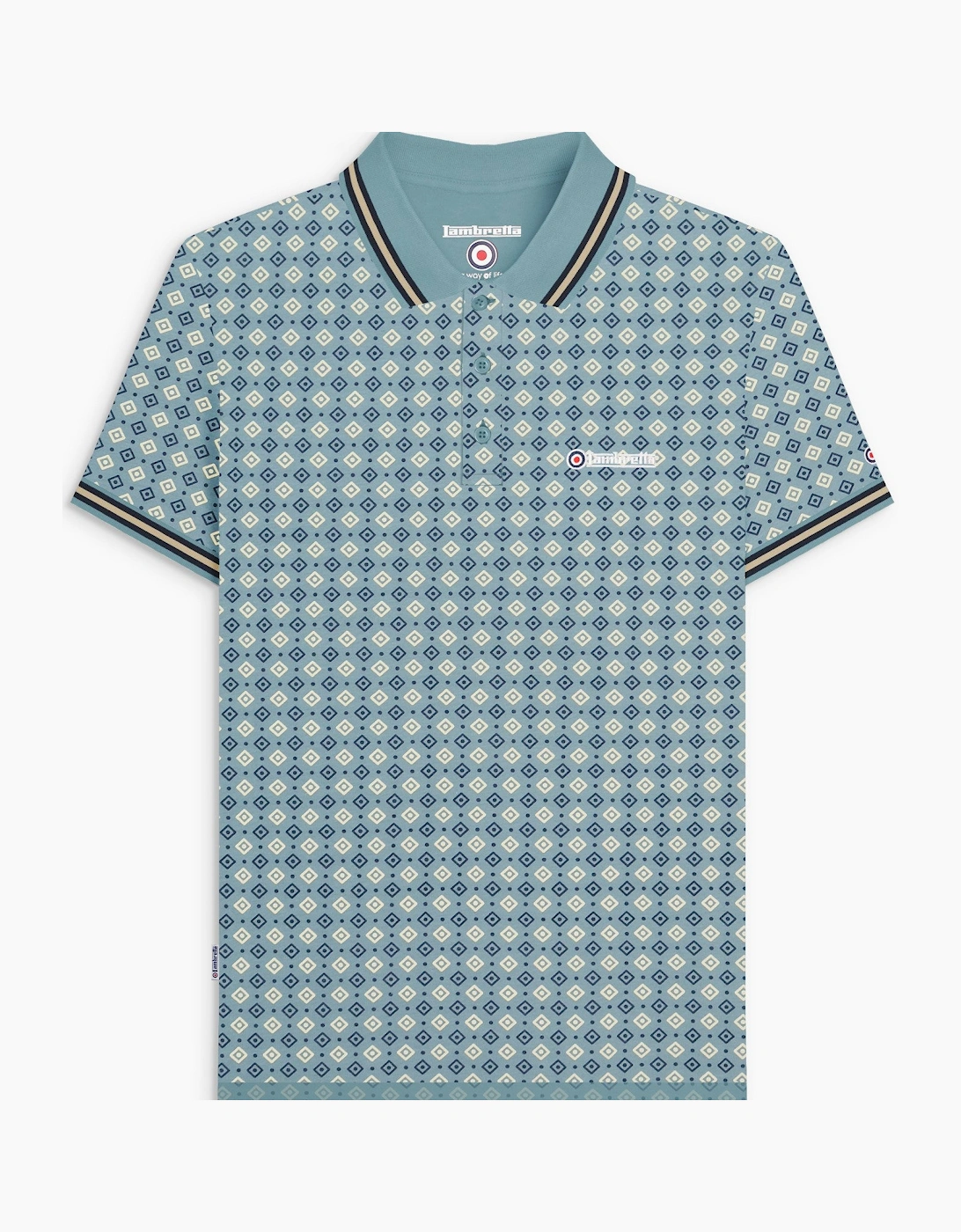 Lambretta Mens Geometric Allover Print Polo Shirt