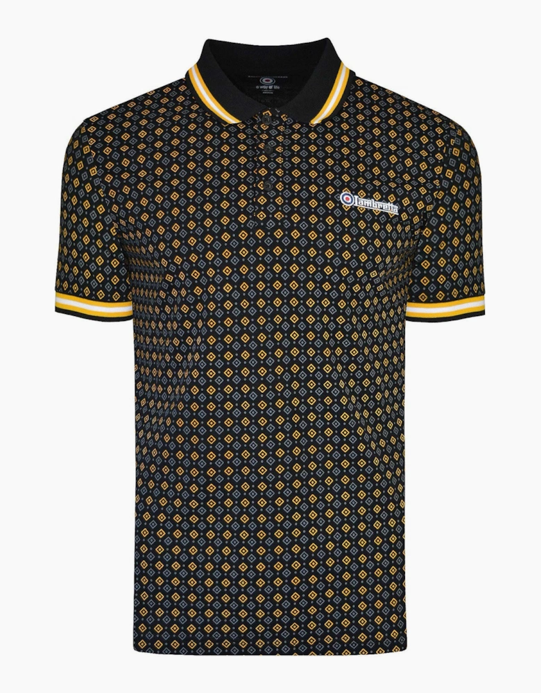 Lambretta Mens Geometric Allover Print Polo Shirt