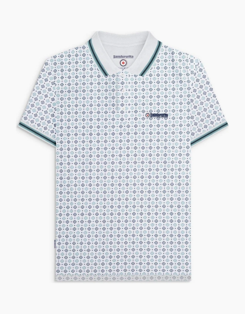 Lambretta Mens Geometric Allover Print Polo Shirt