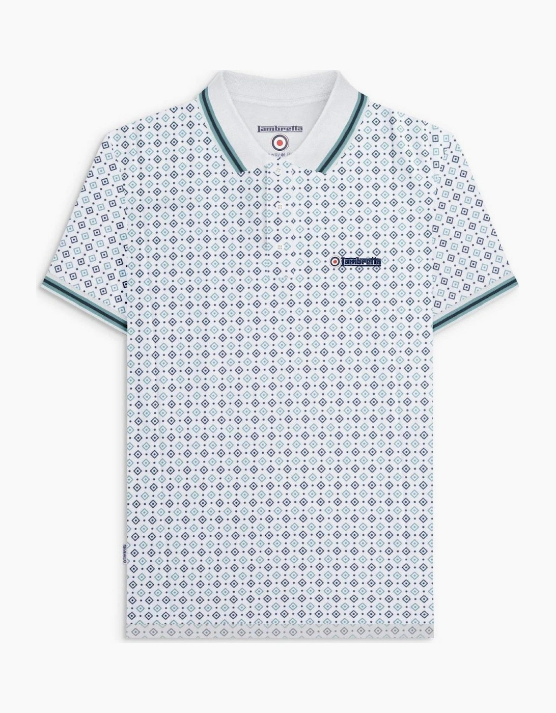 Lambretta Mens Geometric Allover Print Polo Shirt