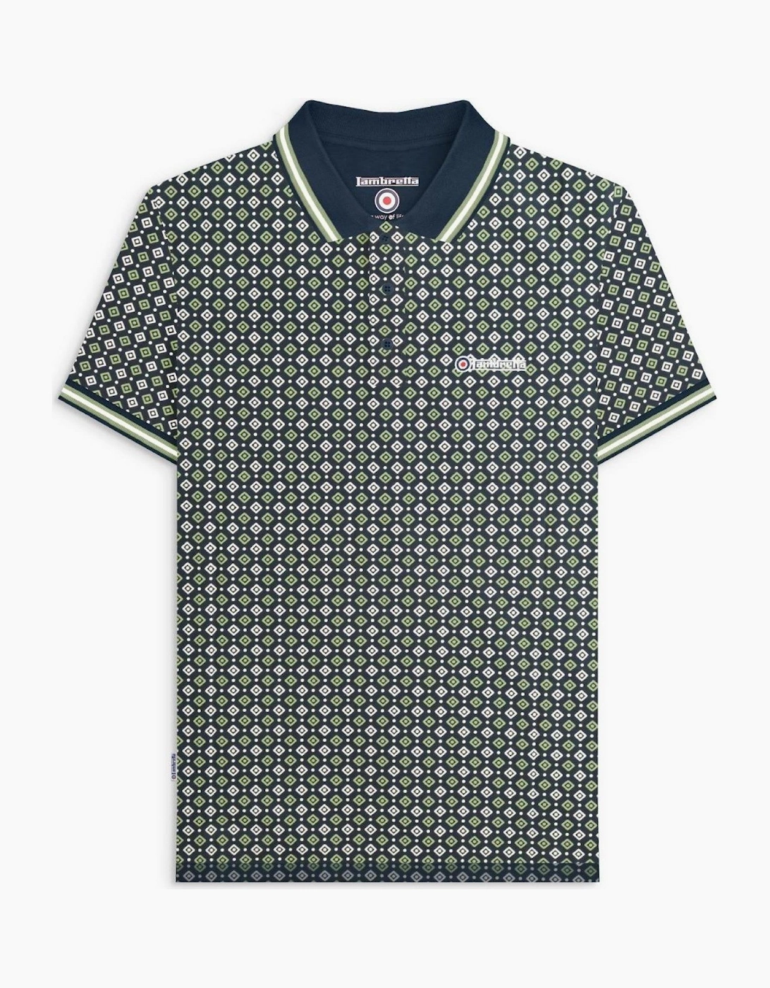 Lambretta Mens Geometric Allover Print Polo Shirt