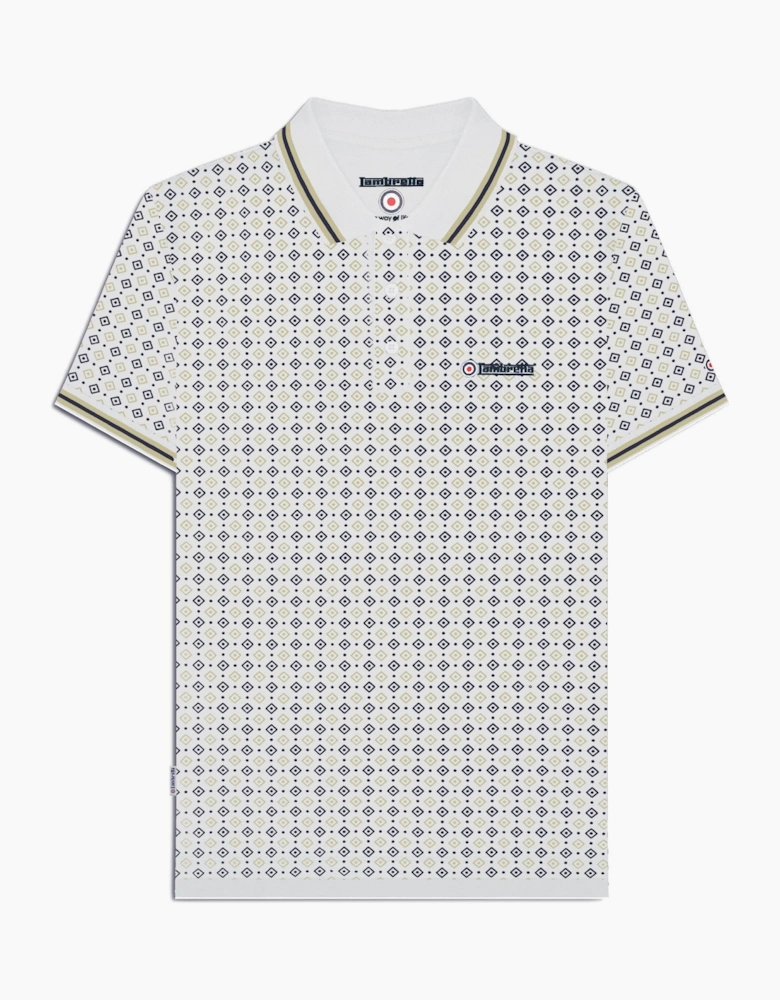 Lambretta Mens Geometric Allover Print Polo Shirt