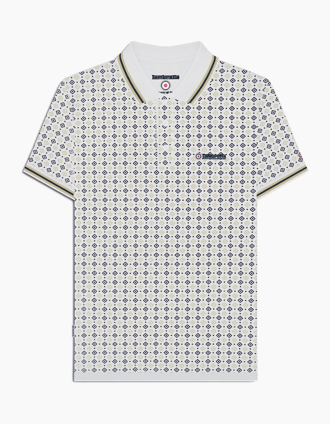 Lambretta Mens Geometric Allover Print Polo Shirt
