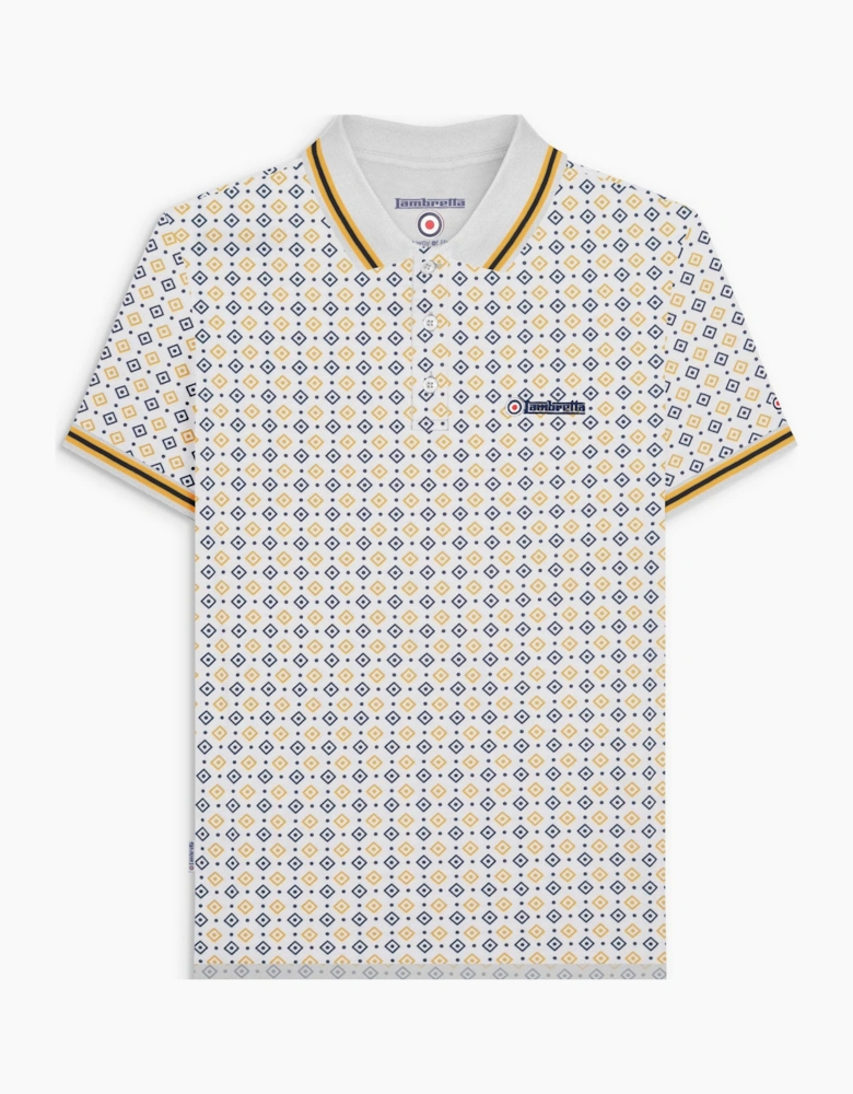 Lambretta Mens Geometric Allover Print Polo Shirt