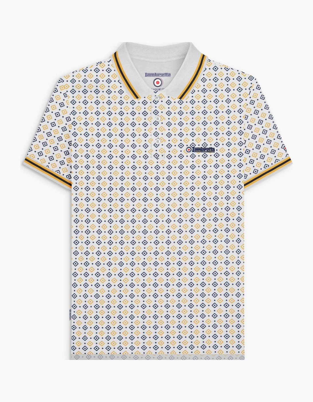 Lambretta Mens Geometric Allover Print Polo Shirt