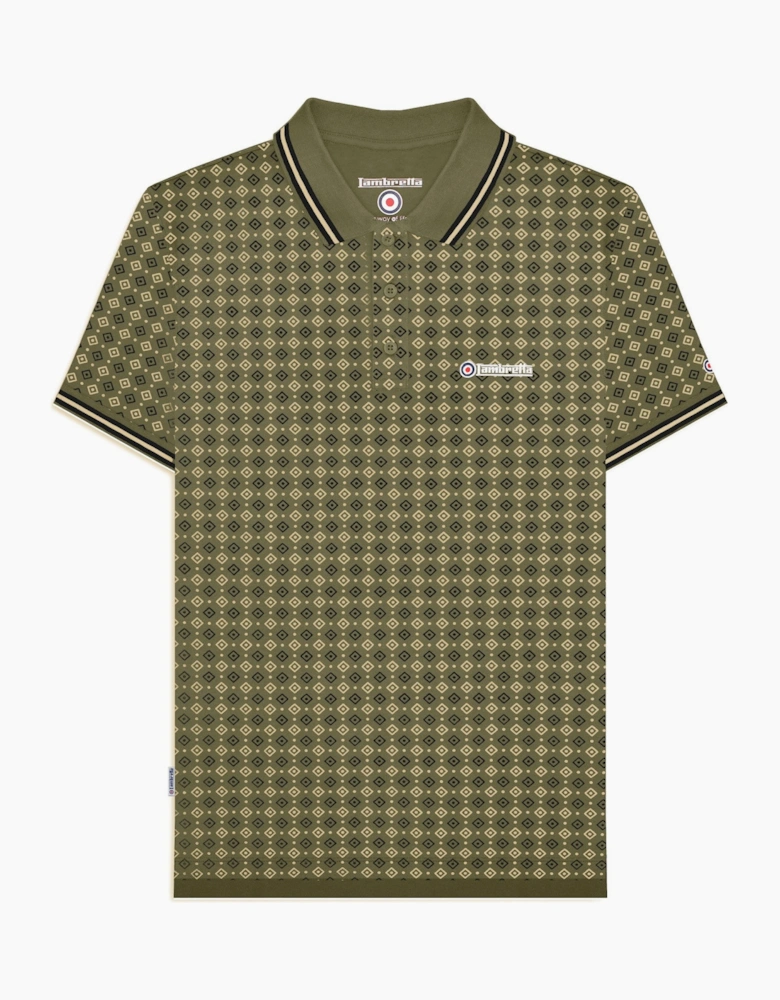 Lambretta Mens Geometric Allover Print Polo Shirt