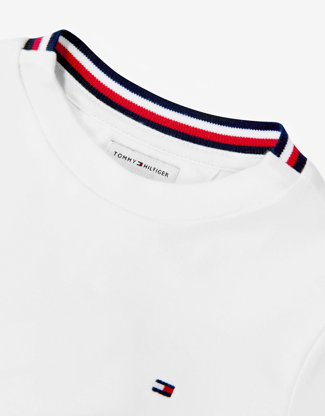 Tommy Hilfiger Boys Tape Detail Pique T-Shirt in White